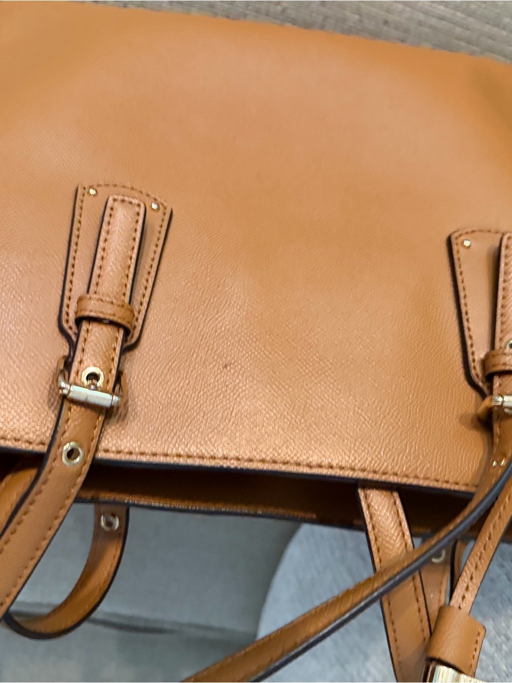 MICHAEL Michael Kors Tan Leather Satchel with Gold-Tone Hardware